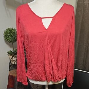 Women's Coral V-Neck Top